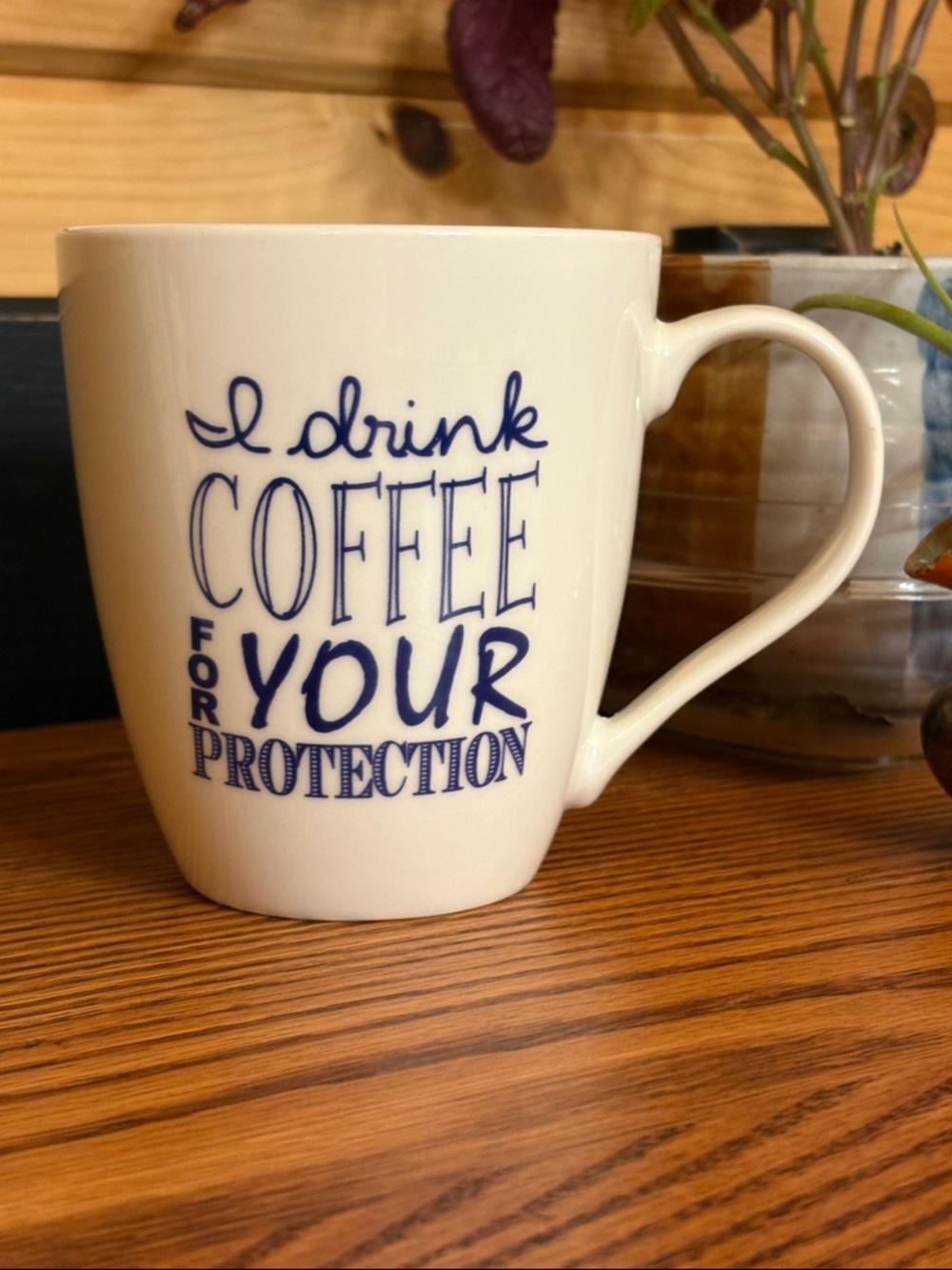 Pfaltzgraff 16oz  Mug with “I Drink COFFEE for YOUR  protection” Quote